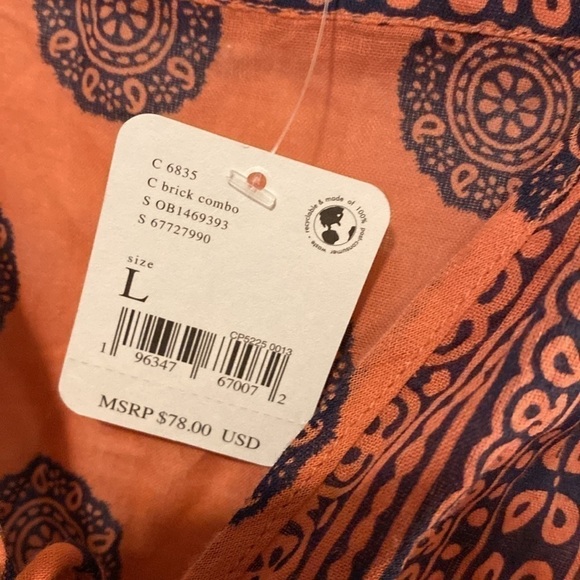 Free People Intimately Soul Of The Sun snap Bodysuit Boho Brick Combo shirt L - Picture 10 of 16